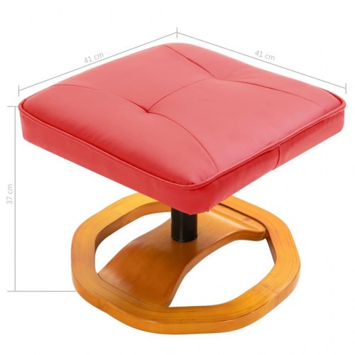 Drejelig lænestol med fodskammel rød kunstlæder