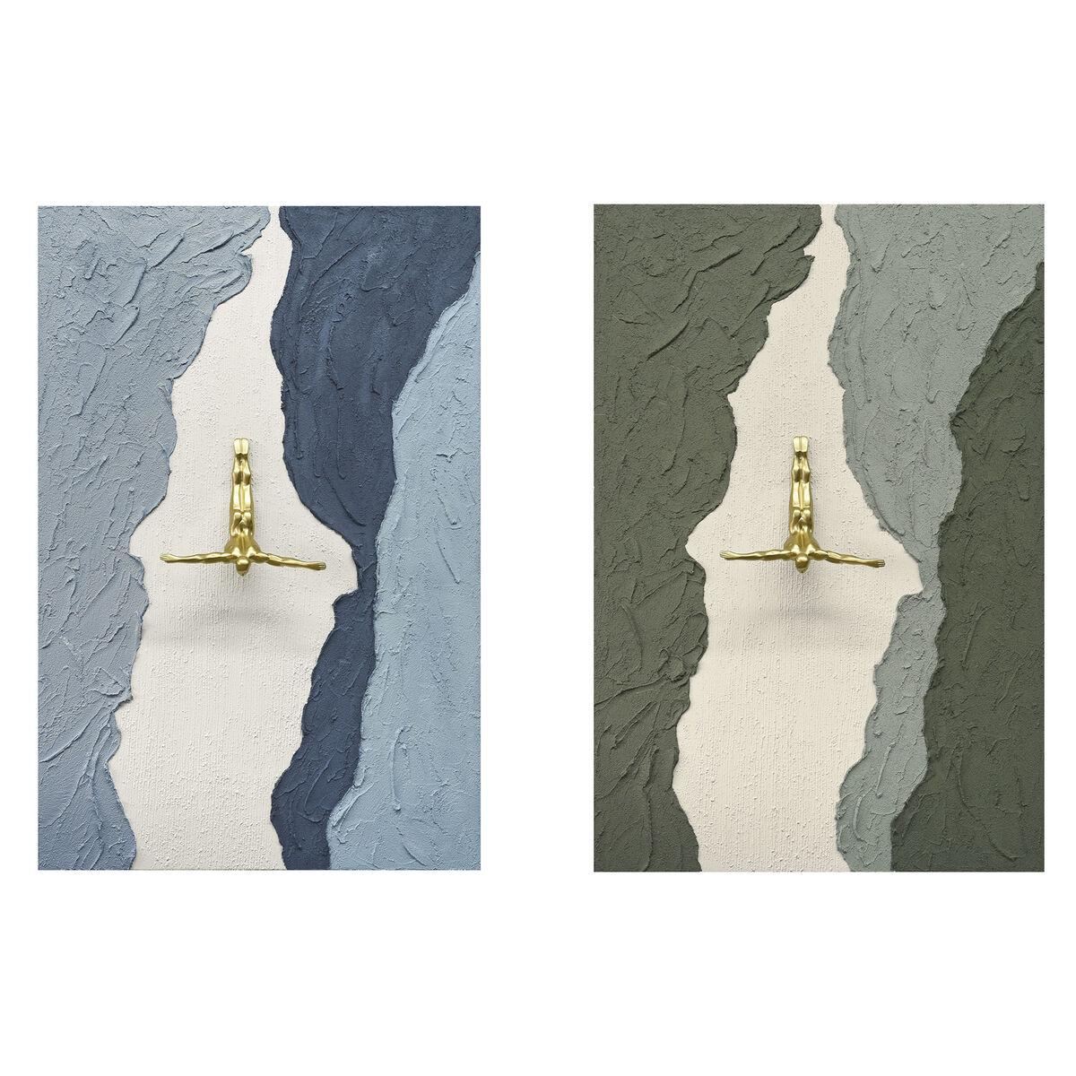 Vægmaleri på lærred med harpiksfigur - 80 × 120 cm