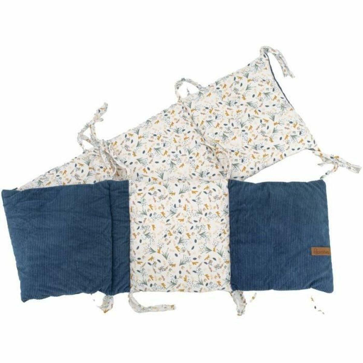 Domiva sengekant til tremmeseng - blomstret og blå