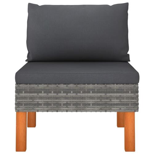 Midterdele til sofa 3 stk. polyrattan og massivt eukalyptustræ