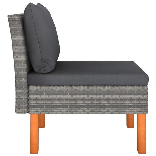 Midterdele til sofa 3 stk. polyrattan og massivt eukalyptustræ