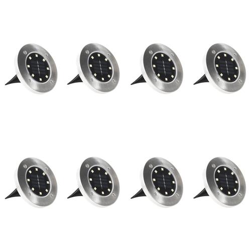 Soldrevne LED-nedgravningsspots 8 stk. RGB-farver