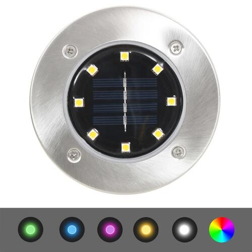 Soldrevne LED-nedgravningsspots 8 stk. RGB-farver