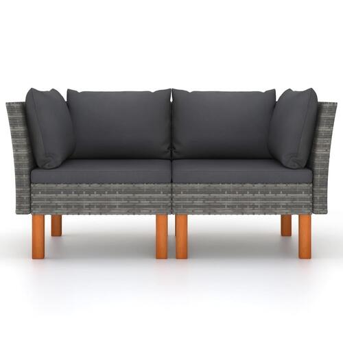 Hjørnedele til sofa 2 stk. polyrattan og massivt eukalyptustræ
