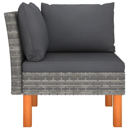 Hjørnedele til sofa 2 stk. polyrattan og massivt eukalyptustræ