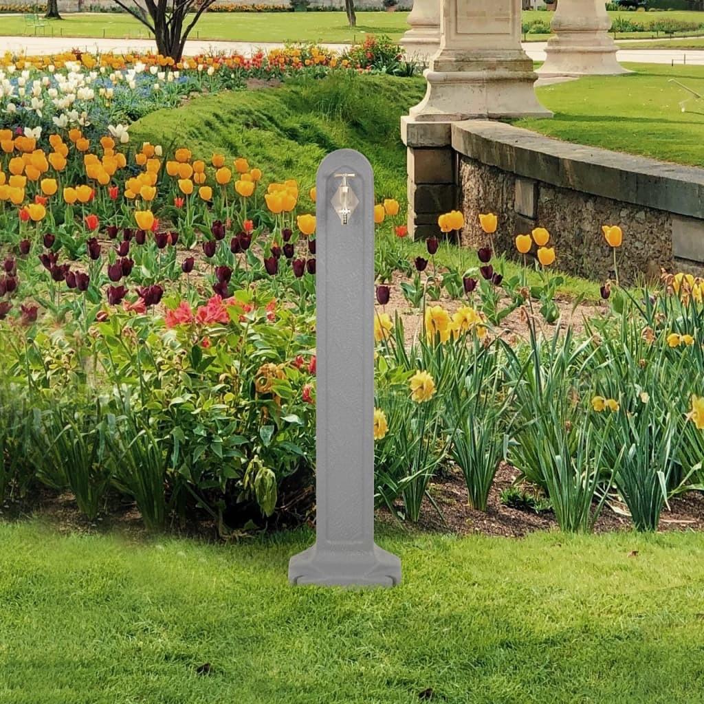 Havevandpost med hane stenlook lysegrå