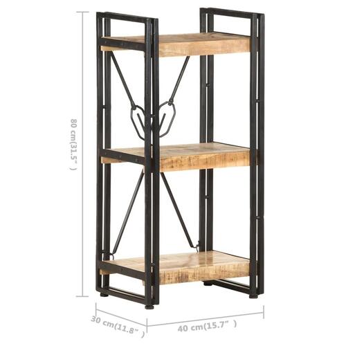 Bogreol m. 3 hylder 40x30x80 cm massivt mangotræ