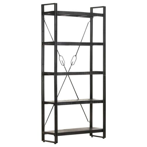 Bogreol med 5 hylder 90x30x180 cm massivt mangotræ