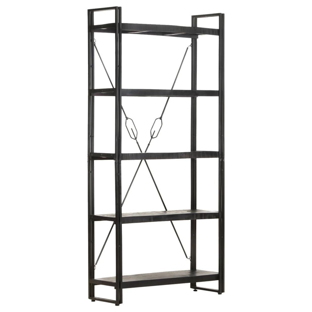 Bogreol med 5 hylder 90x30x180 cm massivt mangotræ
