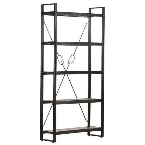 Bogreol med 5 hylder 90x30x180 cm massivt mangotræ