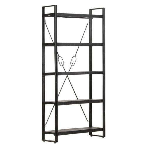 Bogreol med 5 hylder 90x30x180 cm massivt mangotræ