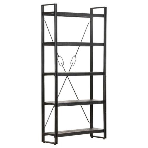 Bogreol med 5 hylder 90x30x180 cm massivt mangotræ