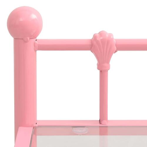 Sengeskabe 2 stk. metal og glas pink og transparent