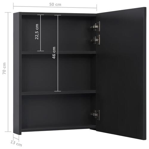 Badeværelsesskab med spejl + LED-lys 50x13x70 cm