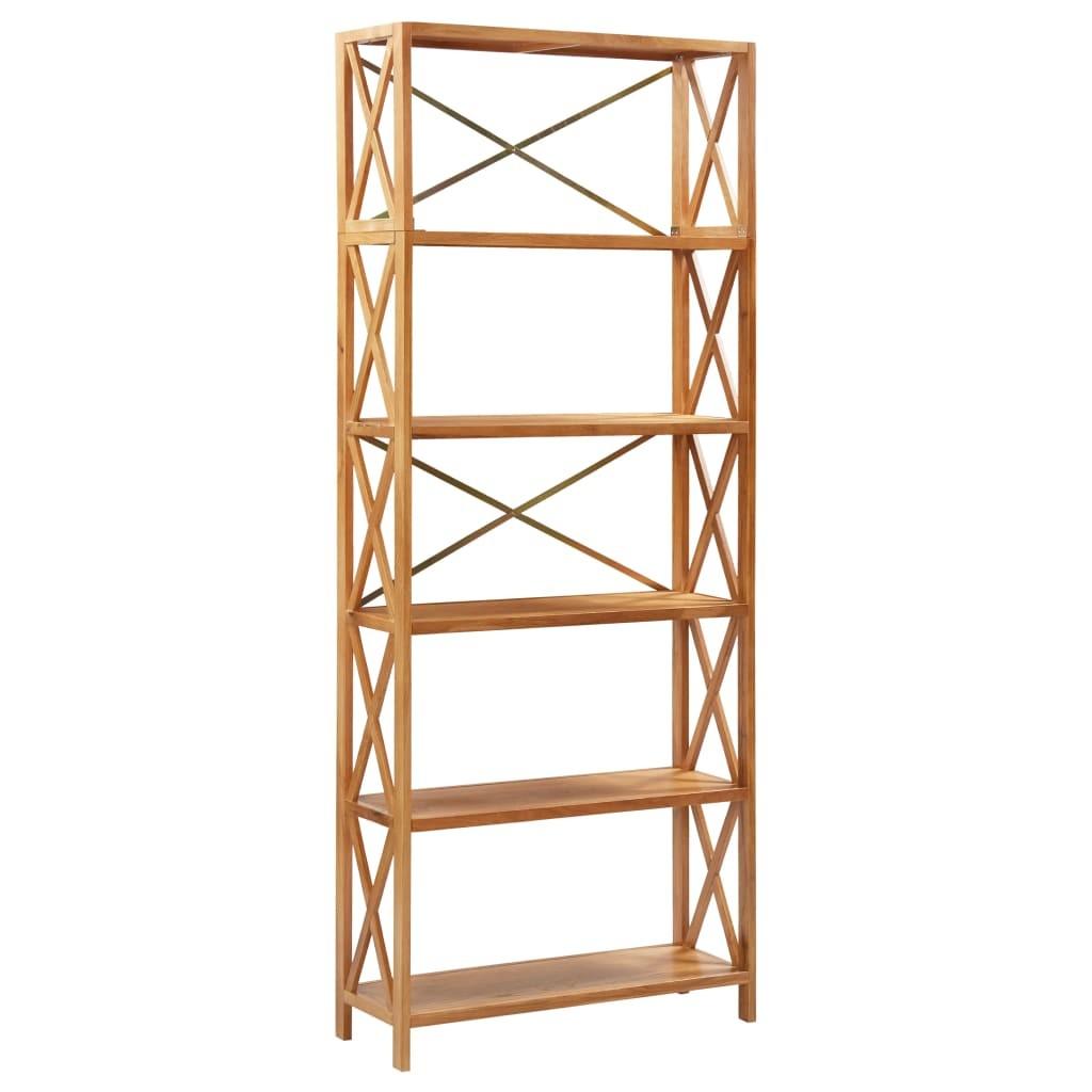 Reol med 6 hylder 80x30x205 massivt egetræ