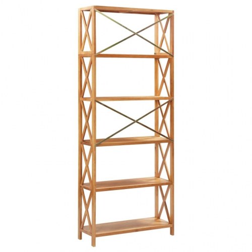 Reol med 6 hylder 80x30x205 massivt egetræ