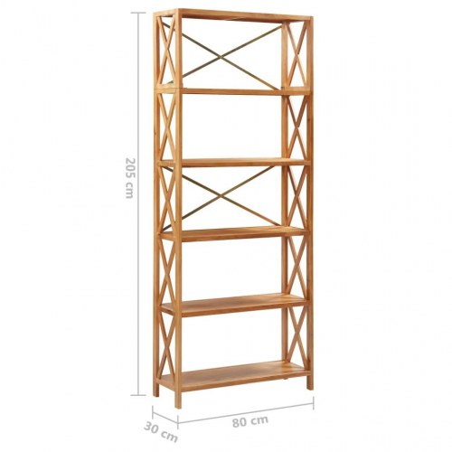 Reol med 6 hylder 80x30x205 massivt egetræ