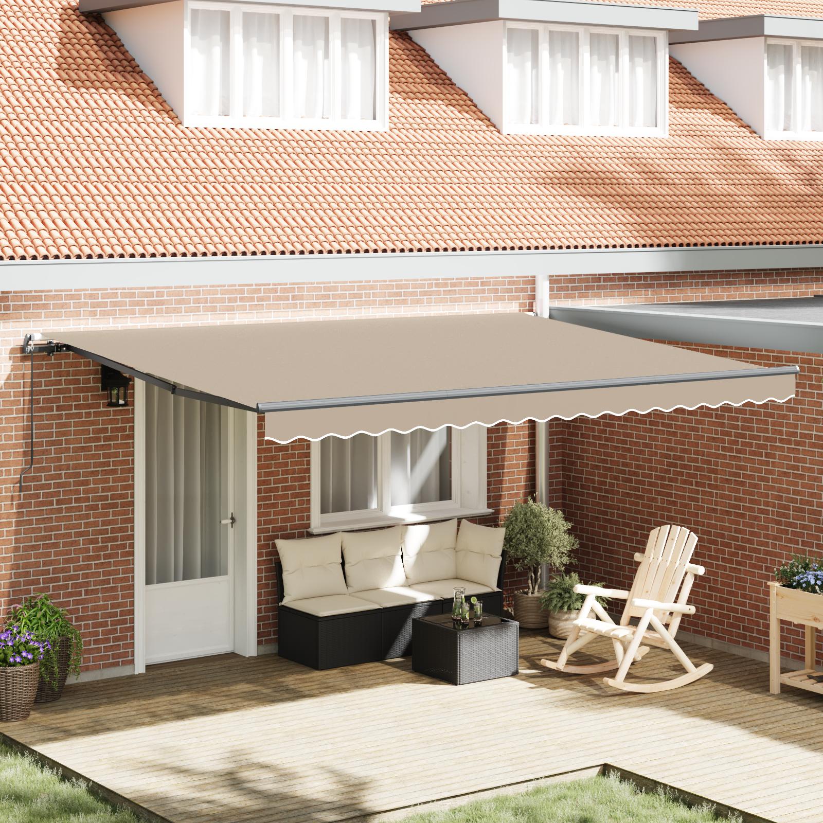 Utrækkelig Markise Beige 450 × 350 cm Stof billede