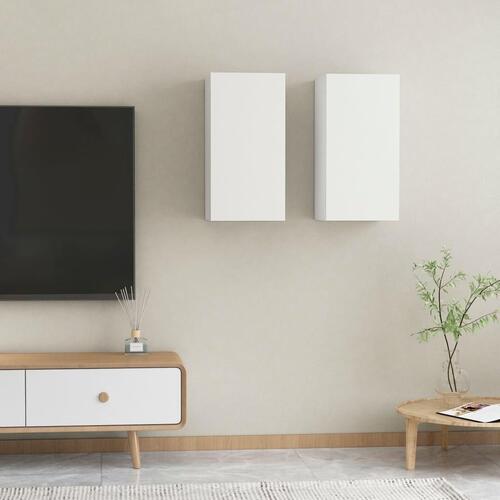 Tv-borde 2 stk. 30,5x30x60 cm konstrueret træ hvid