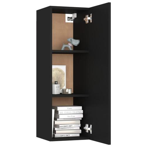 Tv-bord 30,5x30x90 cm konstrueret træ sort