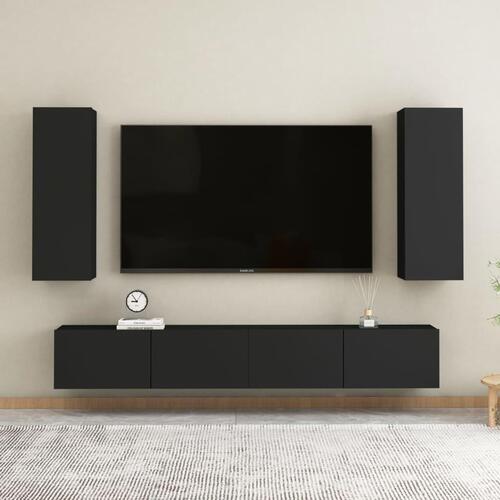 Tv-bord 30,5x30x90 cm konstrueret træ sort