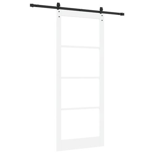 Skydedør med hardware sæt Hvid 93x232 cm Solid fyrretræ, Indvendig dør med glas 'ORKDAL'Hvid 93x232x4 cm