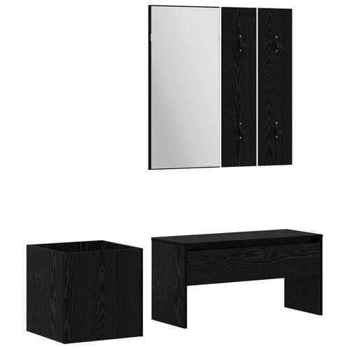 Entrémøbel Sæt Sort Eg Samlet Træ, Entrémøbel Sæt i Sort Eg Samlet Træ, Planterboks Sort Eg 40x40x40 cm Samlet Træ