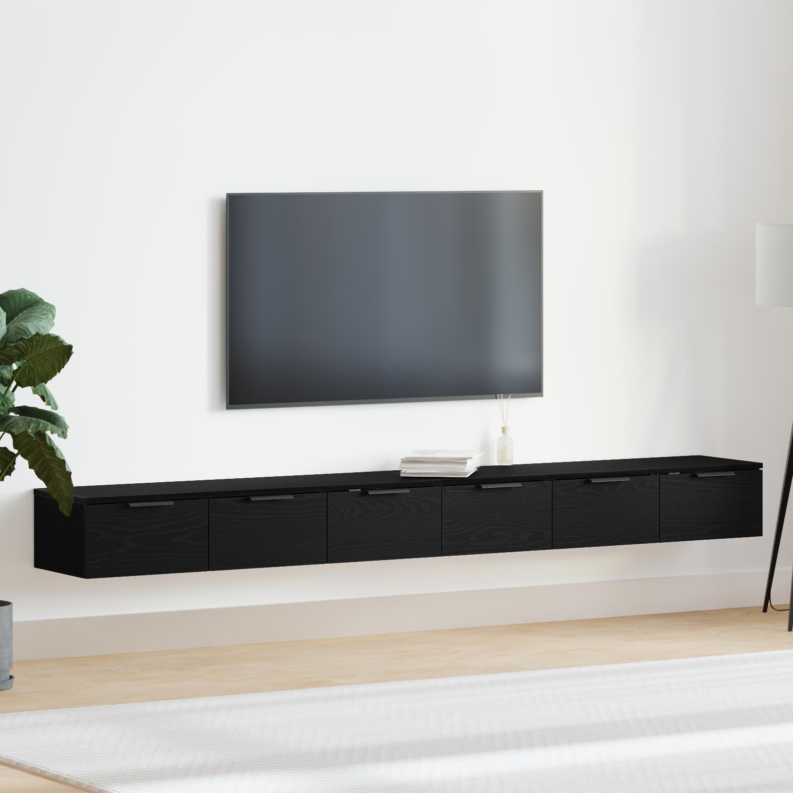 Vægskab 2 Dele Sort Eg 102 X 30 X 20 Cm Konstrueret Træ