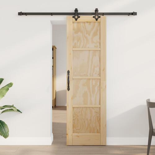 Glidende Dør med Hardware Sæt 61x198,5 cm Massiv Træ Fyr, Indvendig Dør 'ORKDAL'61x198,5 cm Massiv Træ Fyr