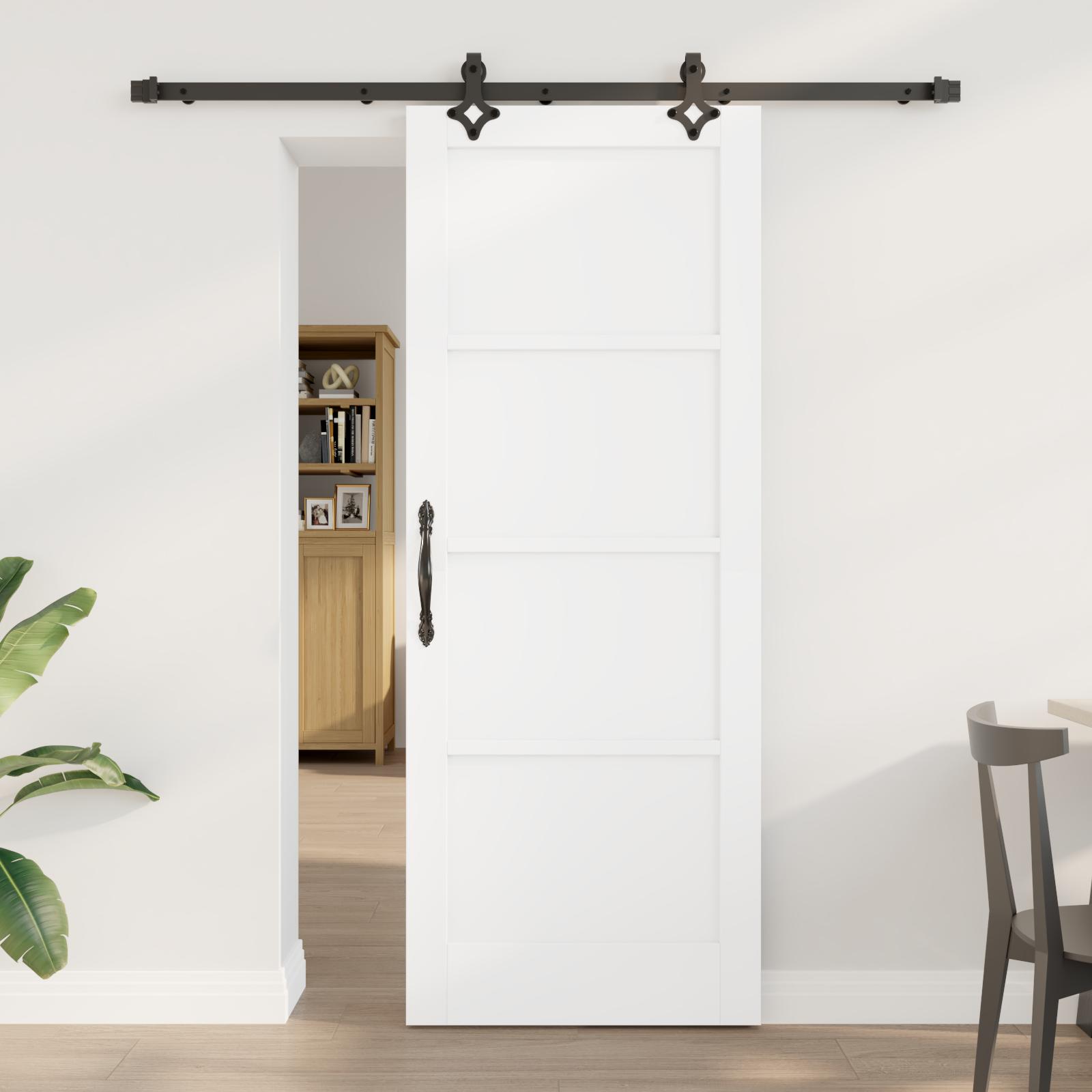 Skydedør med hardware sæt Hvid 78x202 cm Solidt Fyrretræ, indvendig dør 'ORKDAL'Hvid 78x202x4 cm Solidt Fyrretræ