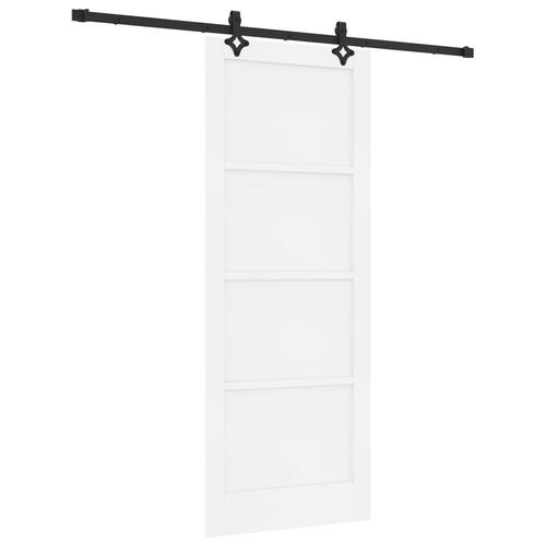 Skydedør med hardware sæt hvid 83x211 cm solid fyrretræ, Indvendig dør 'ORKDAL'hvid 83x211x4 cm solid fyrretræ
