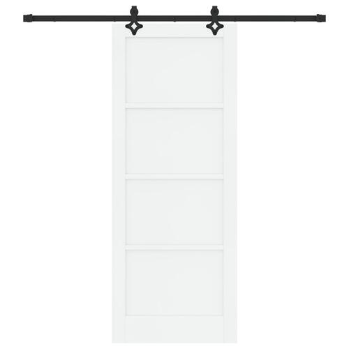 Skydedør med hardware sæt hvid 83x211 cm solid fyrretræ, Indvendig dør 'ORKDAL'hvid 83x211x4 cm solid fyrretræ