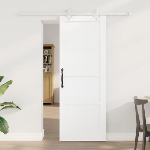Glidende dør med beslag sæt hvid 73.5x198.5 cm solidt fyrretræ, indvendig dør 'ORKDAL'hvid 73.5x198.5x4 cm solidt fyrretræ