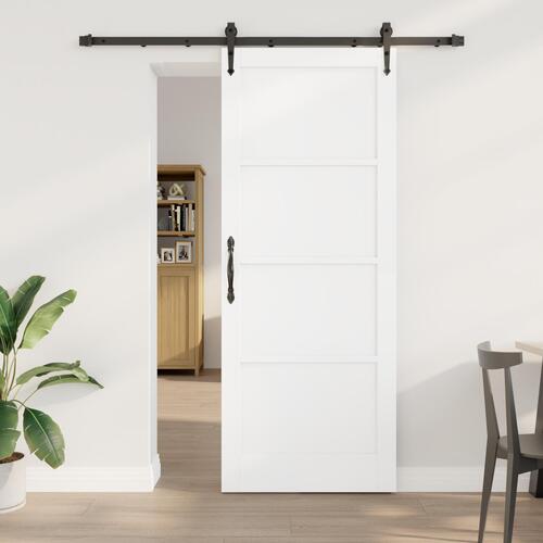 Skydedør med beslag sæt Hvid 83x211 cm Massiv træ fyr, indvendig dør 'ORKDAL'Hvid 83x211x4 cm Massiv træ fyr