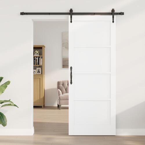 Skydedør med beslag sæt Hvid 83x211 cm Massiv træ fyr, indvendig dør 'ORKDAL'Hvid 83x211x4 cm Massiv træ fyr