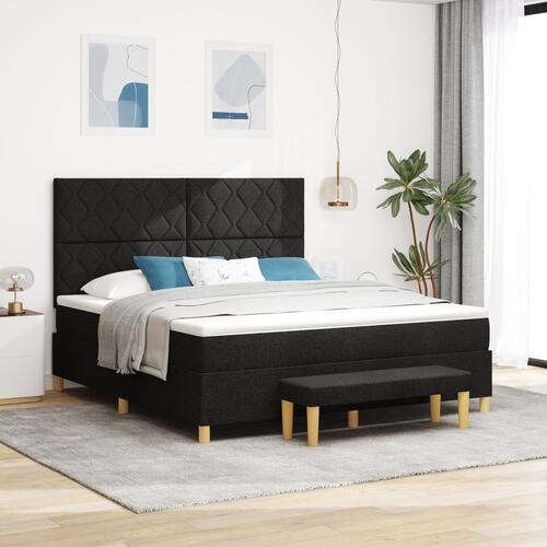 Box Spring Seng Med Madras & Bænk Sort 180x200 cm Stof
