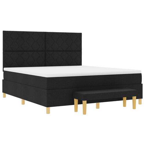 Box Spring Seng Med Madras & Bænk Sort 180x200 cm Stof