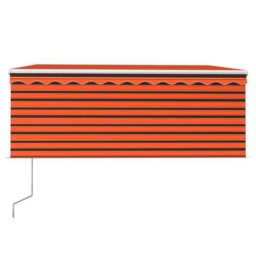 Markise m. gardin 3,5x2,5 m automatisk betjening orange og brun
