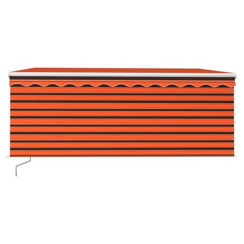 Markise m. gardin 3,5x2,5 m manuel betjening orange og brun