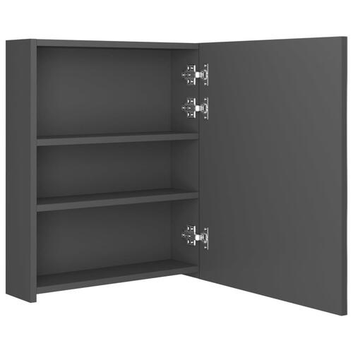Badeværelsesskab med spejl + LED-lys 50x14x60 cm grå