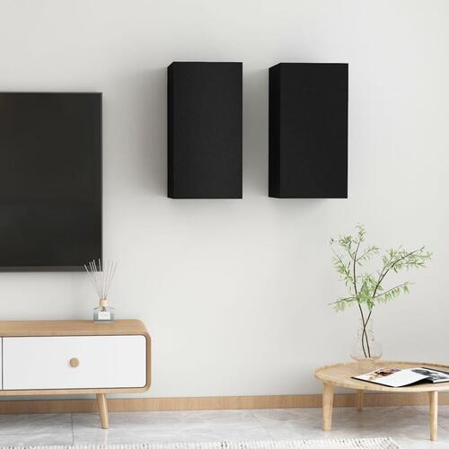 Tv-borde 2 stk. 30,5x30x60 cm konstrueret træ sort