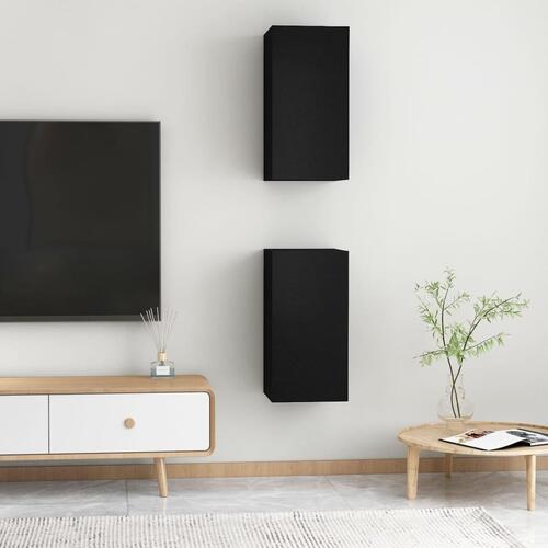 Tv-borde 2 stk. 30,5x30x60 cm konstrueret træ sort