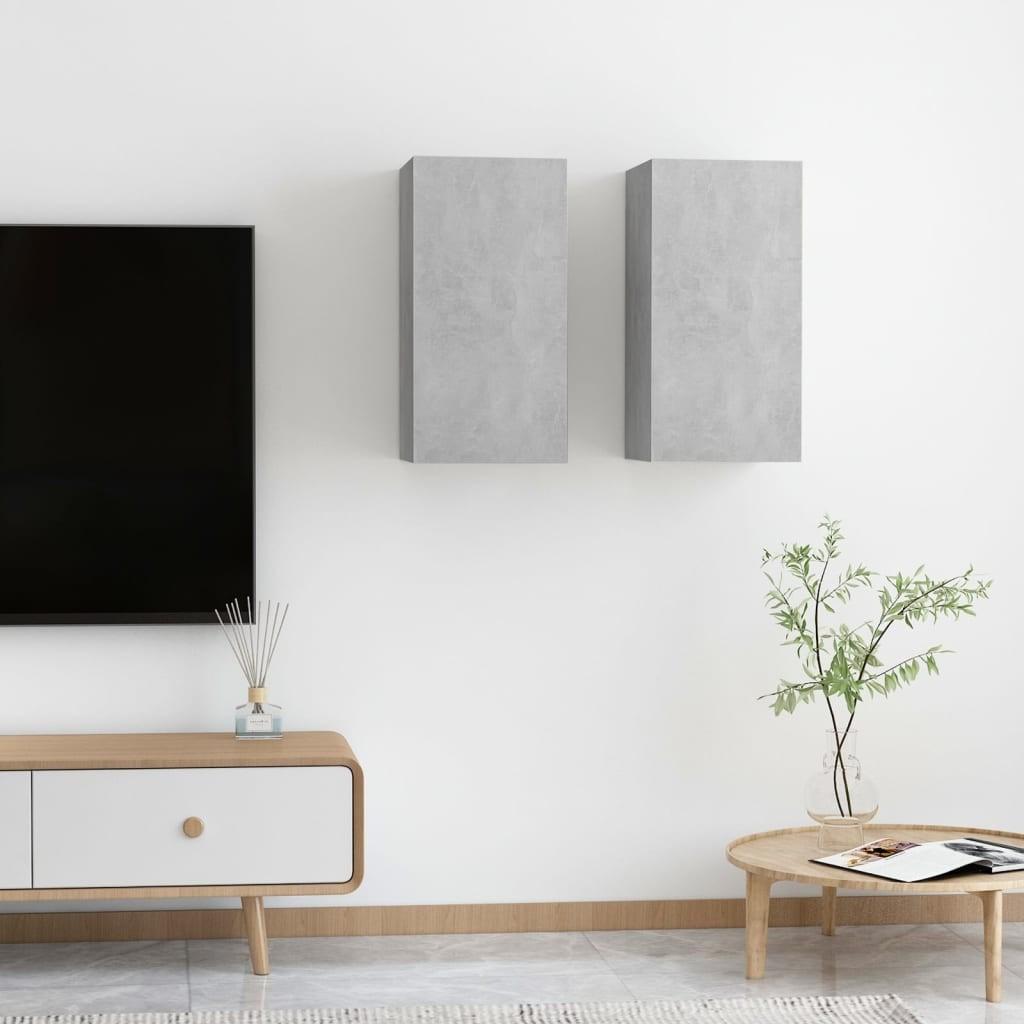 Tv-borde 2 stk. 30,5x30x60 cm konstrueret træ betongrå