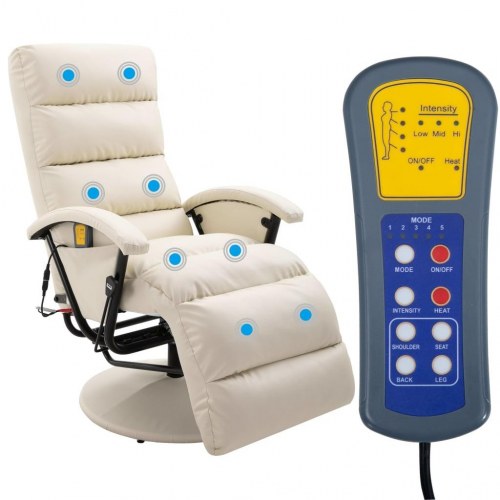 Massagestol kunstlæder cremefarvet