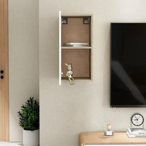 Tv-bord 30,5x30x60 cm konstrueret træ hvid og sonoma-eg