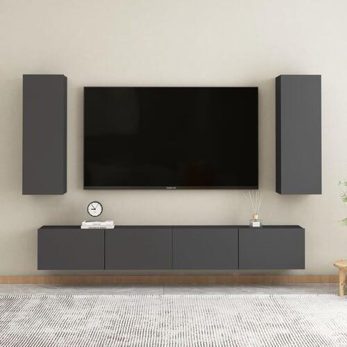 Tv-bord 30,5x30x90 cm konstrueret træ grå