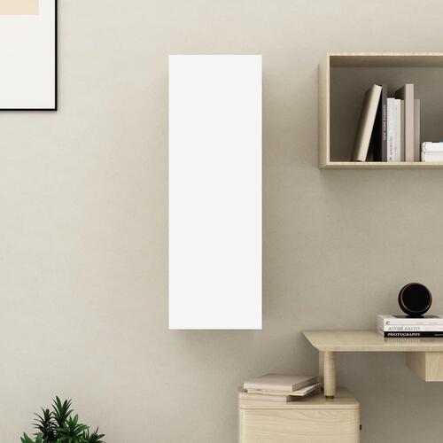 Tv-bord 30,5x30x90 cm konstrueret træ hvid og sonoma eg
