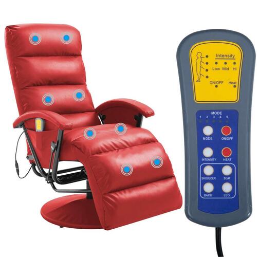 Massagelænestol rød kunstlæder