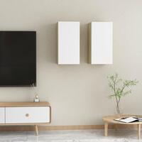 Tv-borde 2 stk. 30,5x30x60 cm konstrueret træ hvid og sonoma-eg