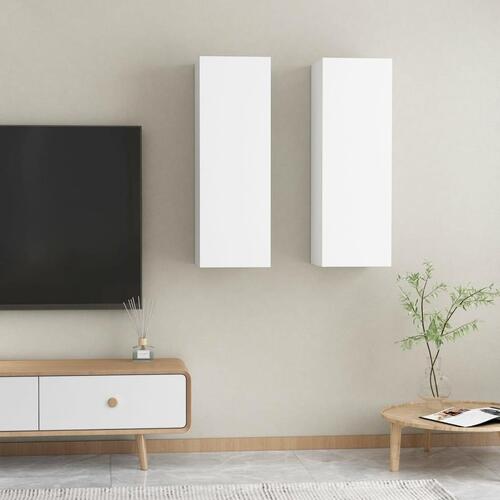 Tv-borde 2 stk. 30,5x30x90 cm konstrueret træ hvid